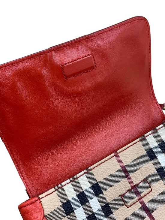 Burberry Red Leather & Signature Check Tassel Crossbody - Picture 8 of 11